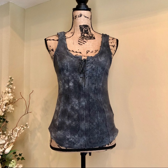 Free People Tops - ~Free People~ gray charcoal tie dye tank top.